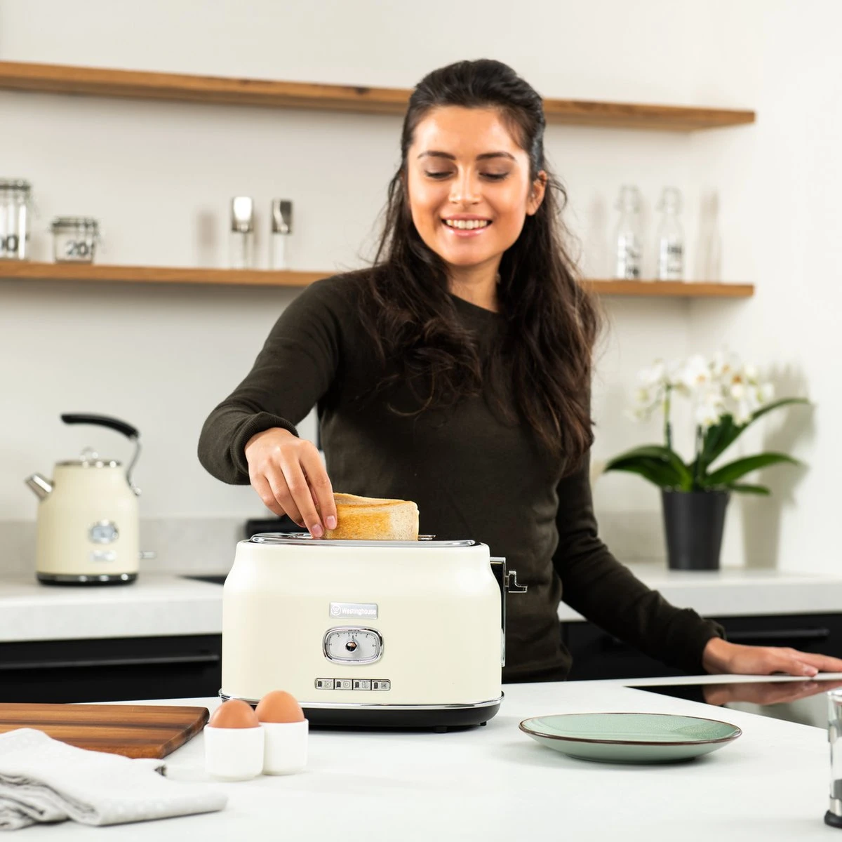 Westinghouse Retro Waterkoker + Broodrooster 2 Sleuven + Blender - Wit 12 Westinghouse Retro Waterkoker + Broodrooster 2 Sleuven + Blender - Wit - Afbeelding 10