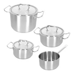Demeyere - 4 Delige Pannenset (Kookpan ø 18 / 20 / 24 Cm + Steelpan ø 18 Cm) + Deksels Classic 3 - RVS 11 Demeyere - 4 Delige Pannenset (Kookpan ø 18 / 20 / 24 Cm + Steelpan ø 18 Cm) + Deksels Classic 3 - RVS -Keukenbenodigdheden Winkel 40850 875 0 0111