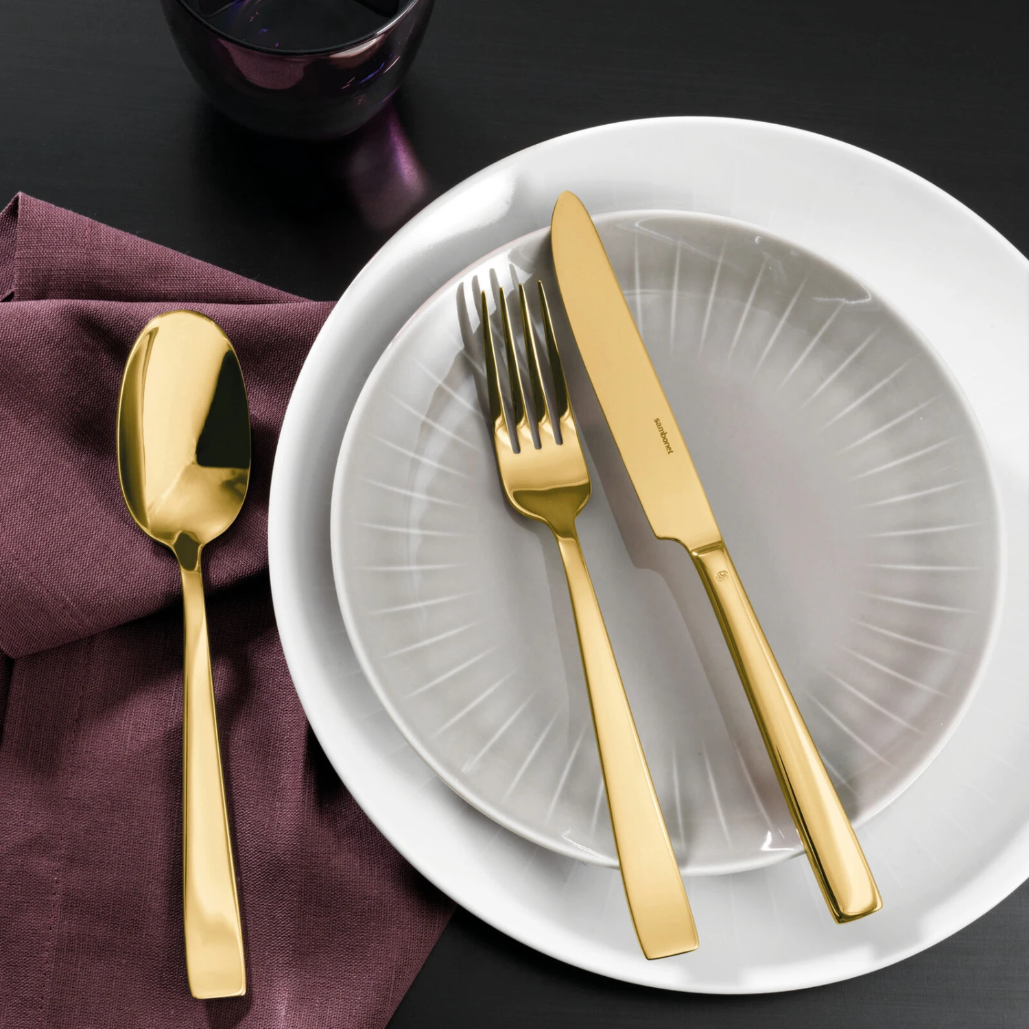 Sambonet Bestekset Flat - Goud - 30 Delig / 6 Personen 5 Sambonet Bestekset Flat - Goud - 30 Delig / 6 Personen - Afbeelding 3