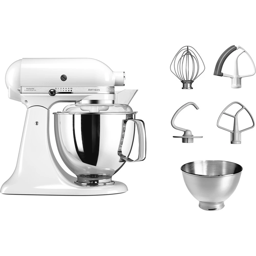 KitchenAid Keukenmachine Artisan - Kantelbare Kop - Wit - 4.8 Liter - 5KSM175PSEWH 4 KitchenAid Keukenmachine Artisan - Kantelbare Kop - Wit - 4.8 Liter - 5KSM175PSEWH - Afbeelding 2