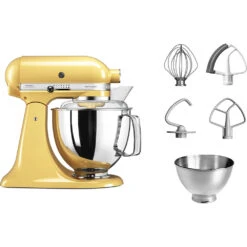 KitchenAid Keukenmachine Artisan - Kantelbare Kop - Pastel Geel - 4.8 Liter - 5KSM175PSEMY -Keukenbenodigdheden Winkel 8597015010505B15D