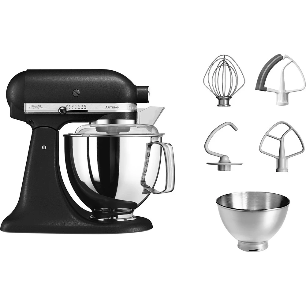 KitchenAid Keukenmachine Artisan - Kantelbare Kop - Vulkaanzwart - 4.8 Liter - 5KSM175PSEBK 4 KitchenAid Keukenmachine Artisan - Kantelbare Kop - Vulkaanzwart - 4.8 Liter - 5KSM175PSEBK - Afbeelding 2