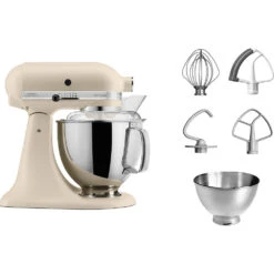 KitchenAid Keukenmachine Artisan - Kantelbare Kop - Fresh Linen - 4.8 Liter - 5KSM175PSEFL -Keukenbenodigdheden Winkel 8597015017005B15D