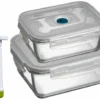 Sareva Vacuum Ovenschalen / Vershoudbakjes - Hittebestendig Glas - 3 Delige Set / 970 Ml + 1.7 Ltr