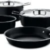 Alessi Pannenset Pots&Pans - AJM100S6 A - Zwart - 4 Delige Set - Door Jasper Morrison -Keukenbenodigdheden Winkel AJM100S6 A 01