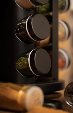 Blackwell Kruidenrek / Kruidencarrousel - Inclusief 12 Kruidenpotjes - Zwart -Keukenbenodigdheden Winkel COOK4402