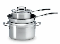 Le Creuset 3- Delige Pannenset 3-ply - RVS - Inductie - Koekenpan, Kookpan & Steelpan - Inclusief 2 Deksels -Keukenbenodigdheden Winkel LC 20210610 ZS PS FS 53808000010050 005 1