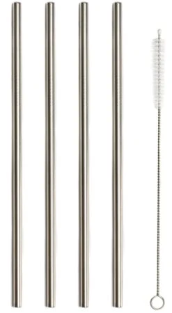 Sareva Herbruikbare Rietjes - Met Borstel - RVS - 4 Stuks -Keukenbenodigdheden Winkel Sareva Rietjes Rech RVS 1