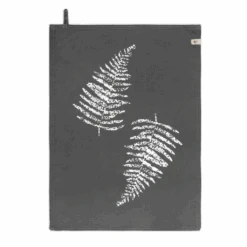 Walra Theedoek Leaves Off Black 50 X 70 Cm -Keukenbenodigdheden Winkel WALRA KT DRYWITHLEAVES 50X70 OFFBLACK PS 1 1024x1024