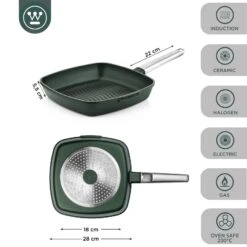 Westinghouse Grillpan Performance - Gracious Green - 28 X 28 Cm - Standaard Anti-aanbaklaag -Keukenbenodigdheden Winkel WCFP0095G28SG 3